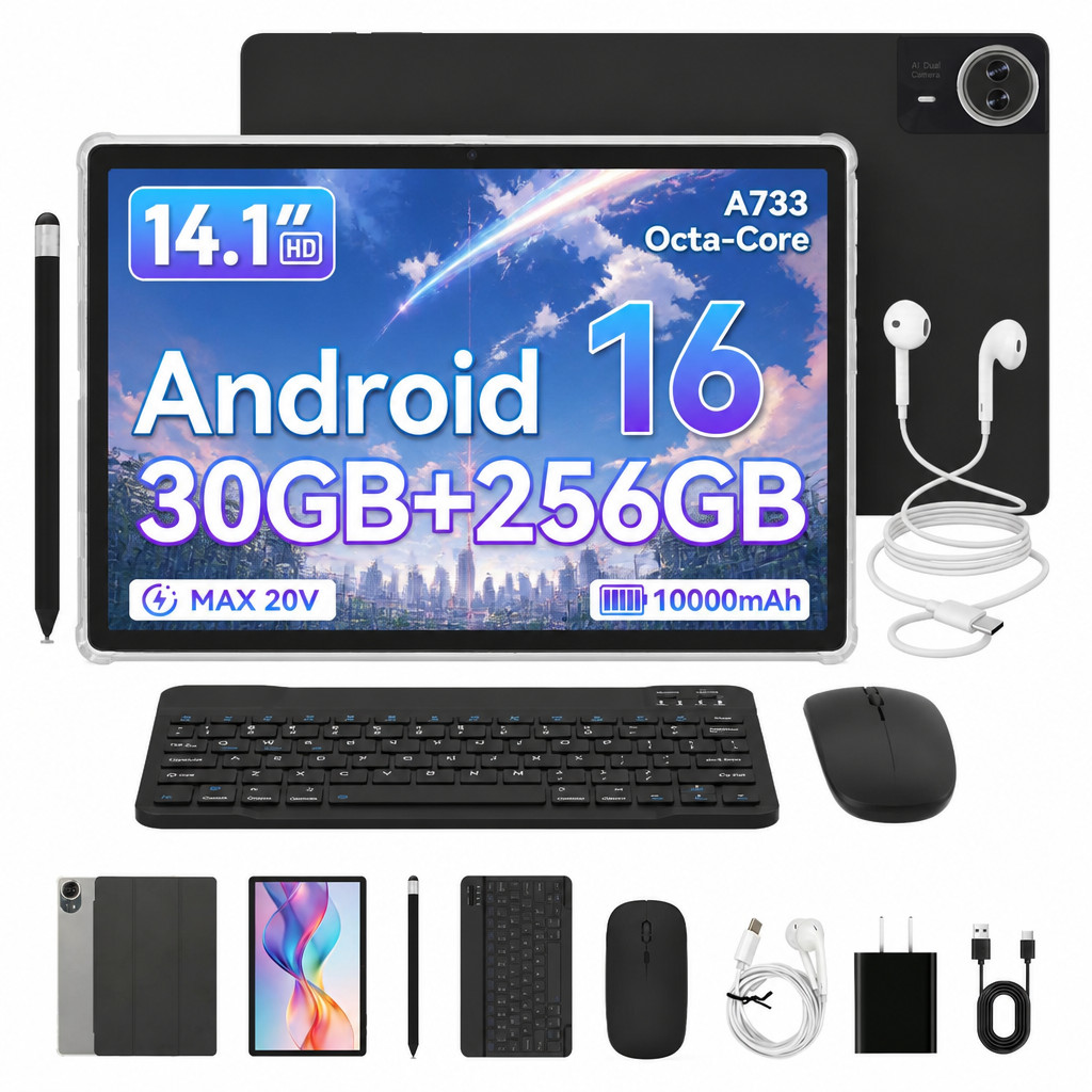 Tablet Android 16 PC Tablet 14 inch 1920*1280 IPS 256GB Octa-Core Fit Games New