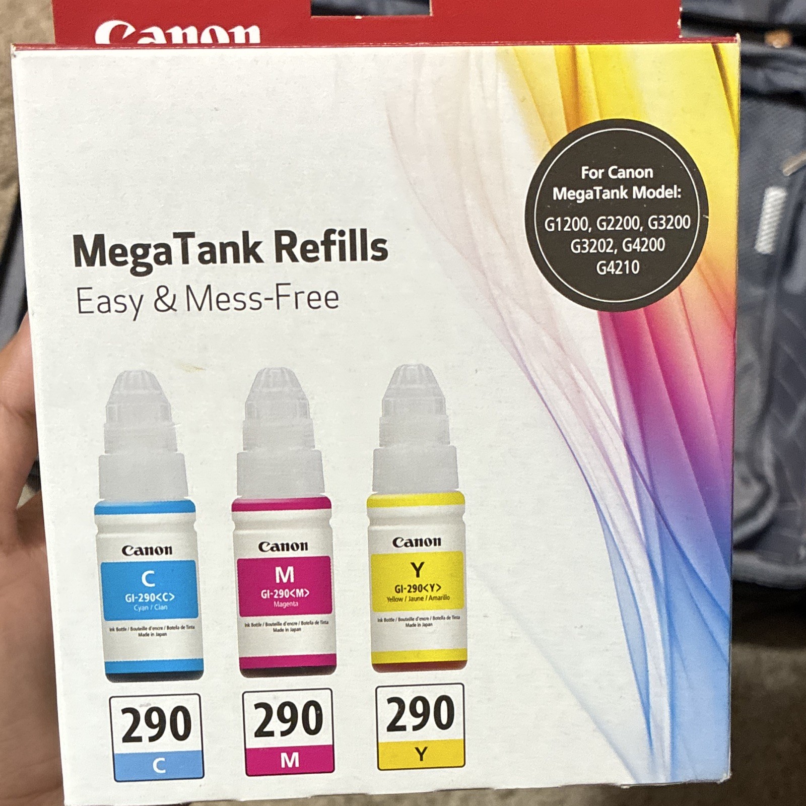 Canon GI-290 C/M/Y MegaTank Ink Refill Bottles for G1200 G2200 G3200