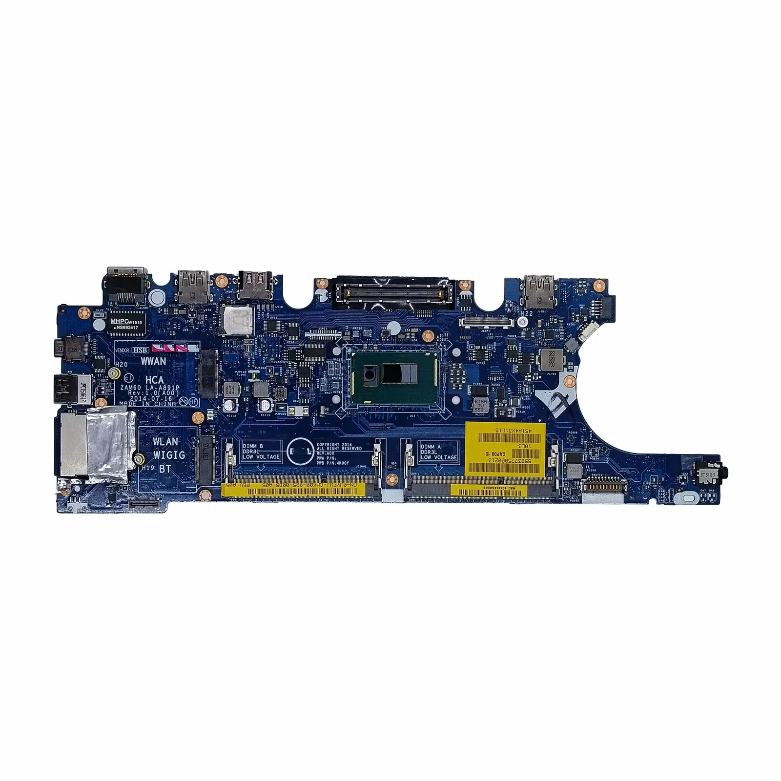 05432V For Dell Latitude E5250 Laptop Motherboard LA-A891P 2981U 4519R631L20