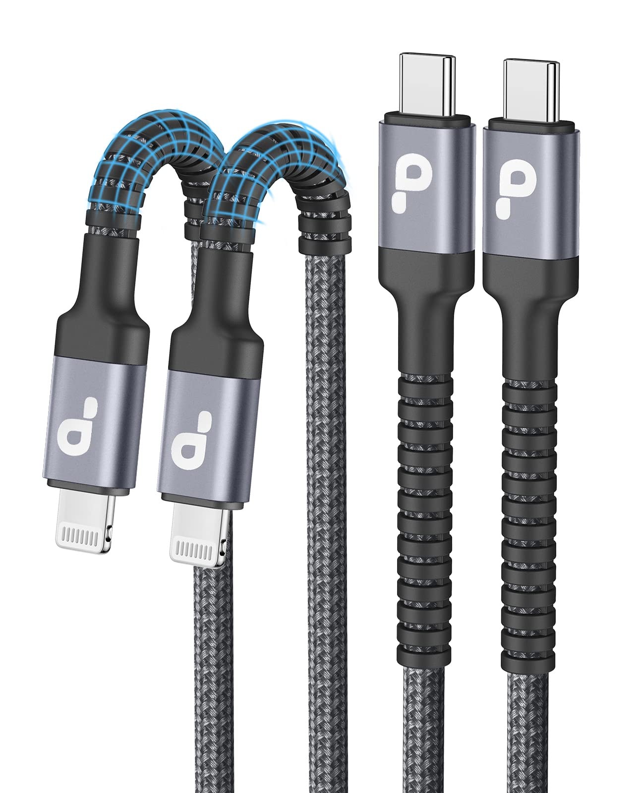 USB C to Lightning Cable 6FT 2Pack, iPhone Charger Fast Charging, 6FT, Grey