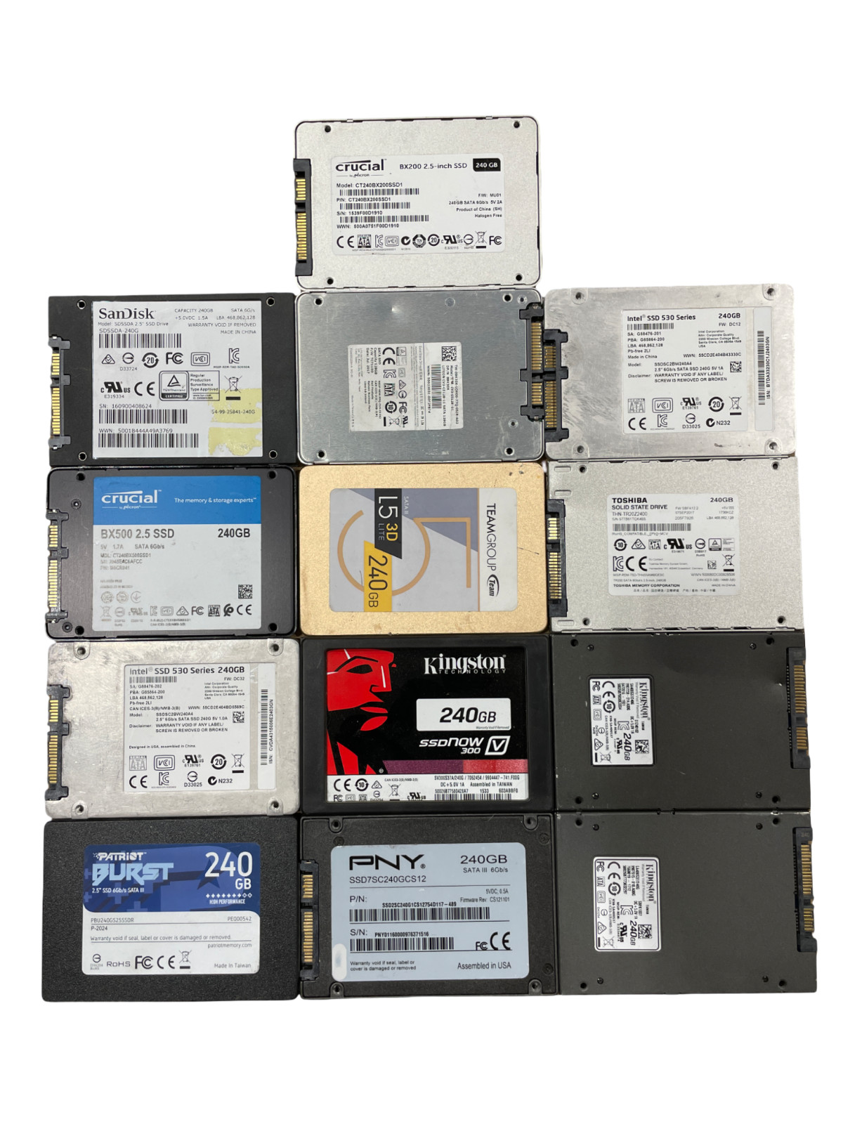 Lot of 13 240GB Mixed Brands/Models SATA SSD  #26