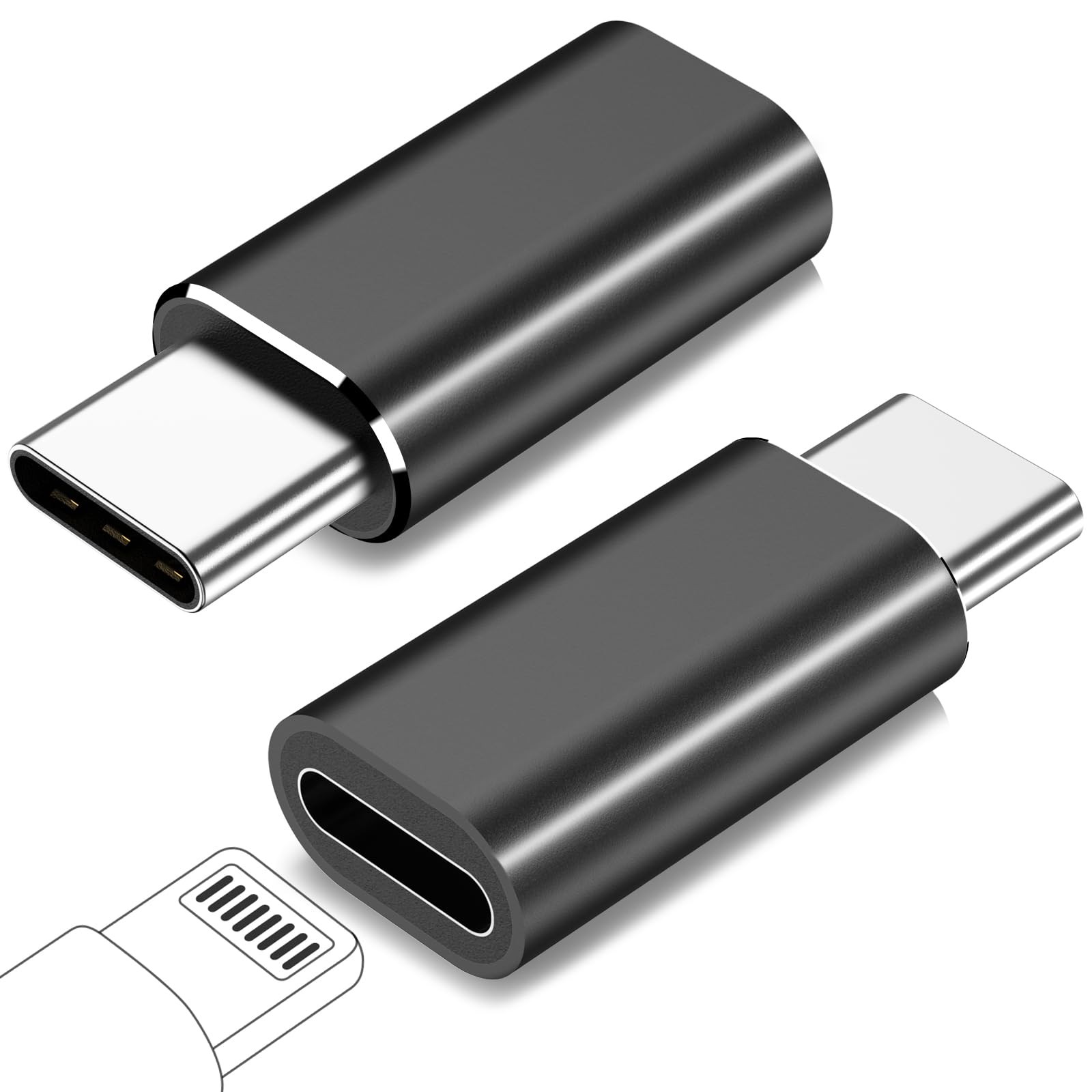 USB-to-USB Adapter 2 Pack Black Fast Charging Data Connector