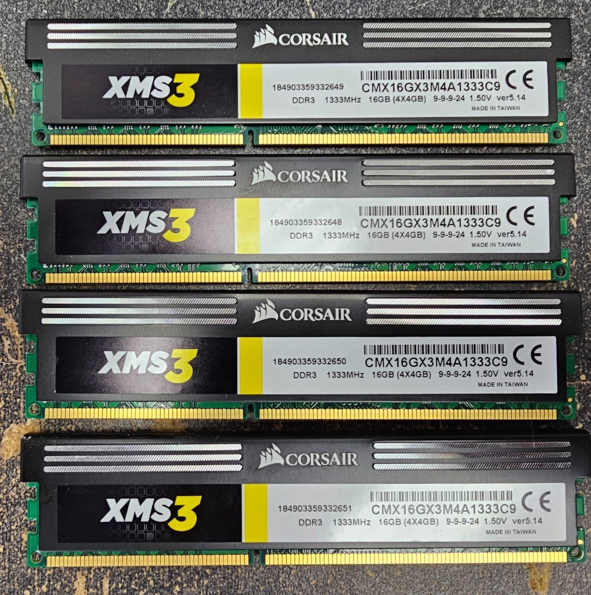 Corsair XMS3 CMX16GX3M4A1333C9 16GB (4x4GB) DDR3 1333MHz Desktop RAM