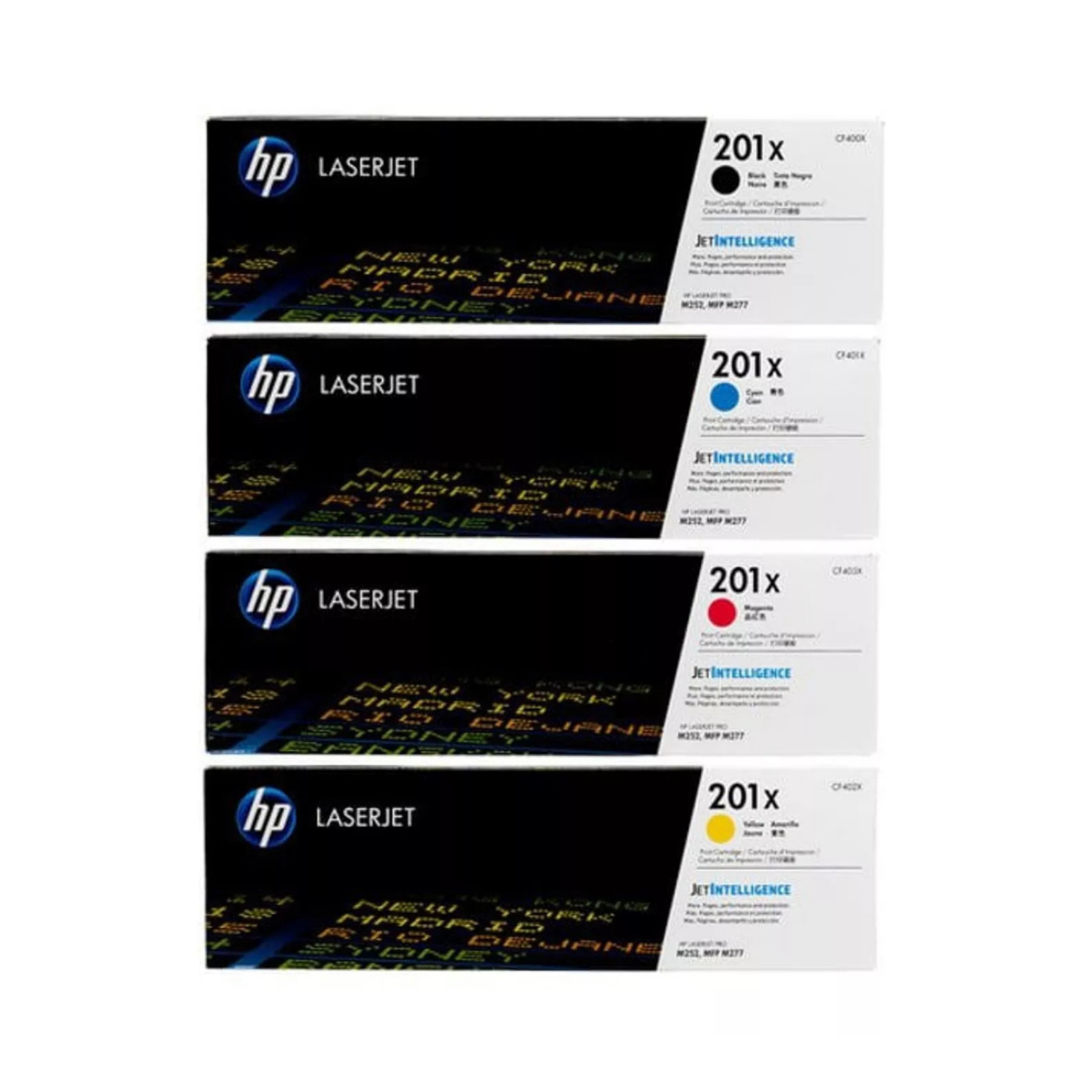 HP 201X High Yield Toner Set Black Cyan Magenta Yellow Genuine OEM CF400X-403X