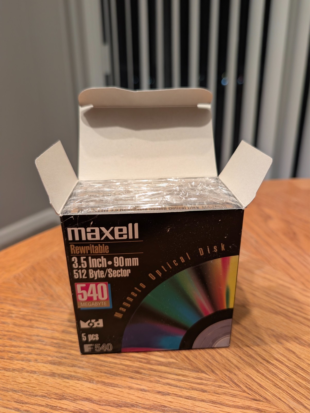 Maxell 540MB 3.5" Magneto Optical MO Discs 512 B/S IBM Sealed 5-Pack MA-M540