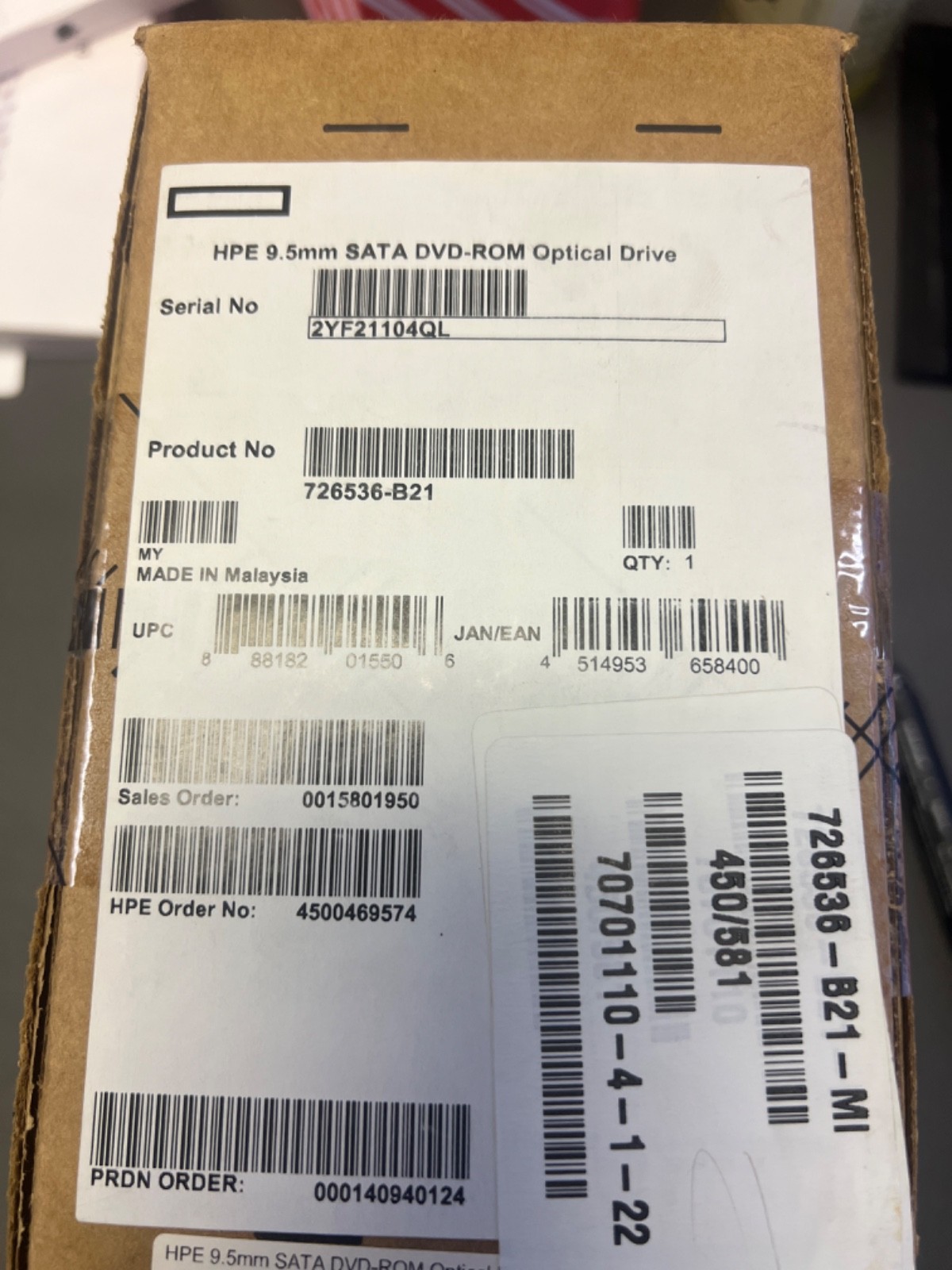 HPE 9.5mm SATA DVD-ROM Internal Optical Drive - 726536-B21