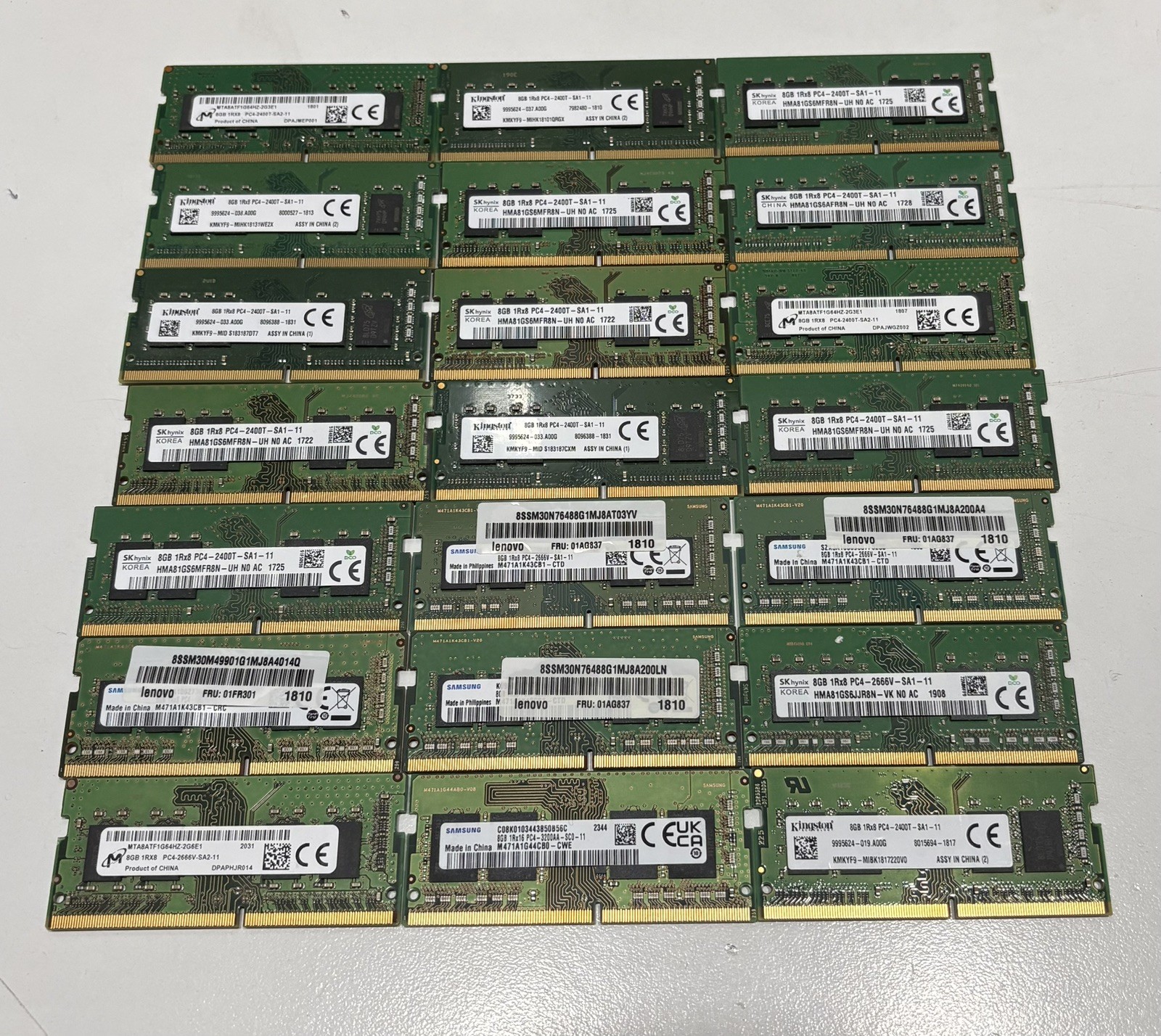 Mixed Lot/Brand/Speeds  Of (100) 8Gb PC4 Laptop Memory (Used)