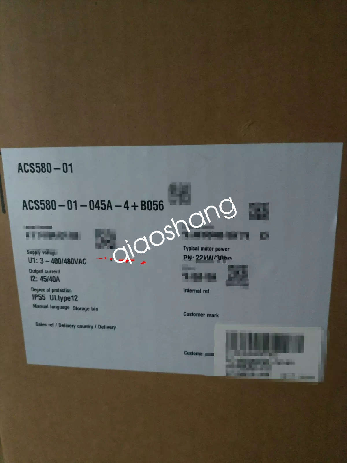 ACS580-01-045A-4+B056 ABB Inverter new via FedEx or DHL