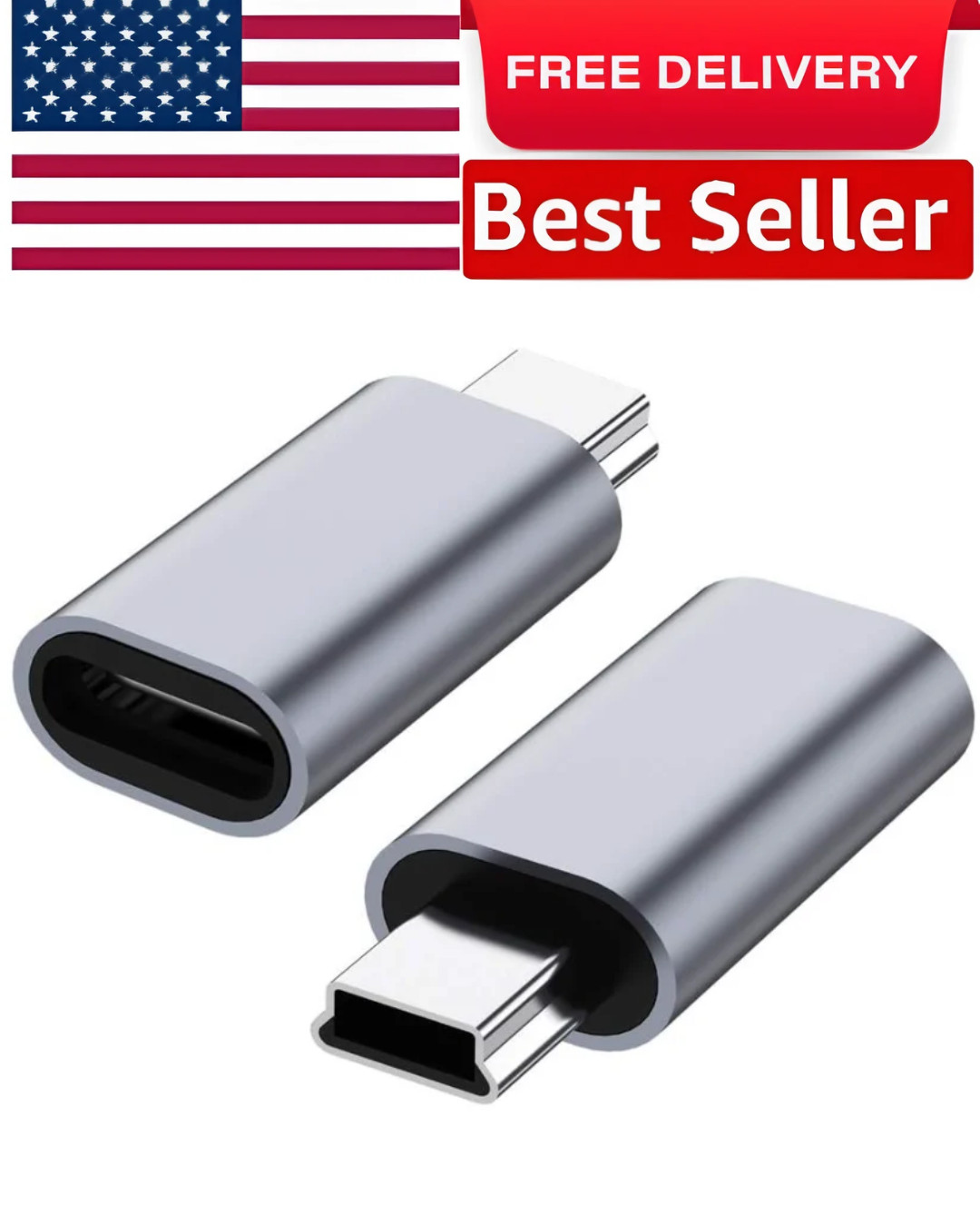 USB C To Mini USB 2.0 Adapter 2 Pack Type C Female Male Convert Connector NEW