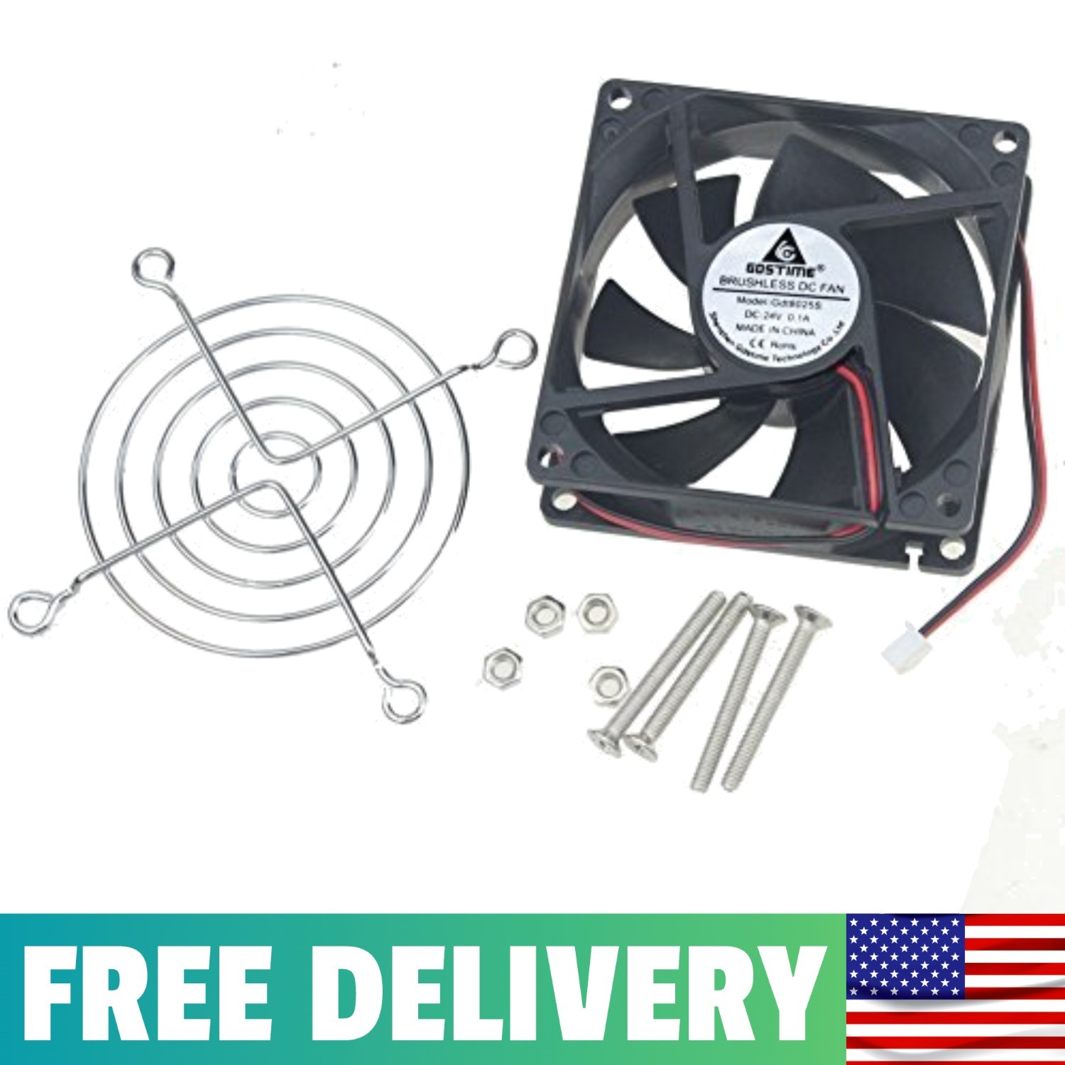 Ultra Quiet 80mm x 25mm 24V Brushless Cooling Fan - Ideal for PCs & Devices