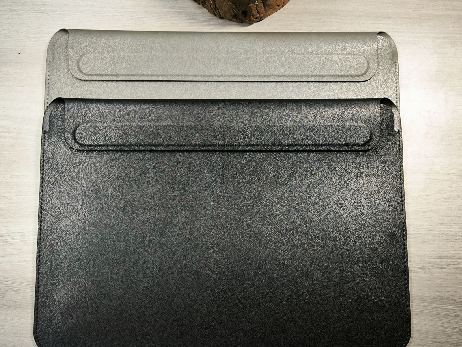Slim PU Leather Laptop Sleeve 13-14 Inch Case for MacBook HP Dell Gray Black