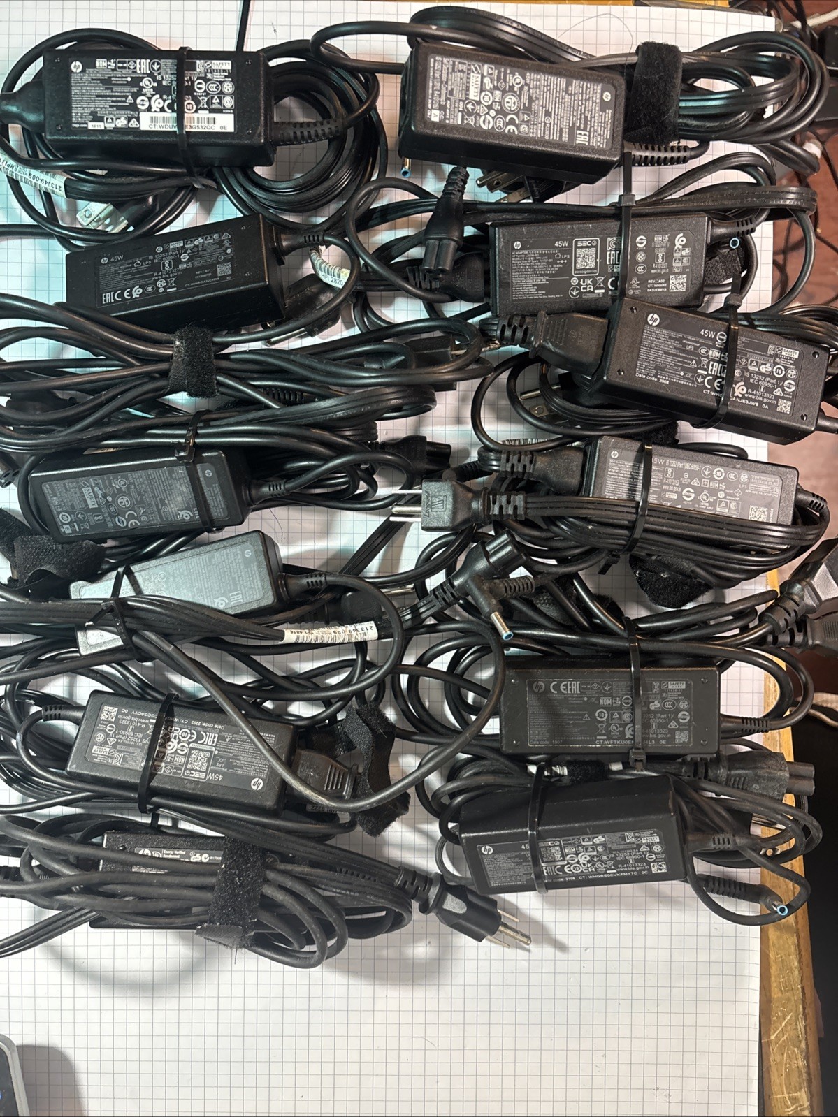 Lot (12) OEM HP 45w 19.5v Blue Tip AC Adapter Power Supply Cable @MB112