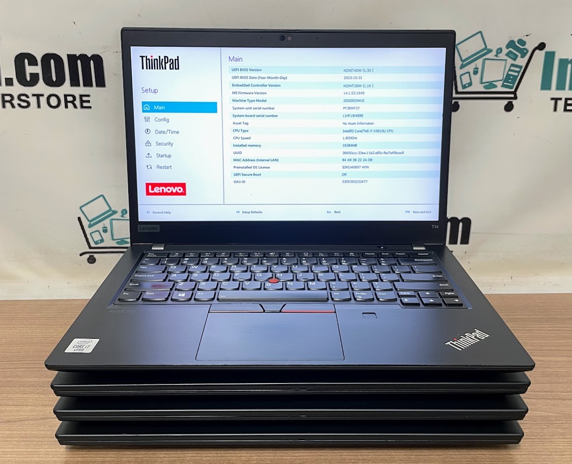 LOT 4 Lenovo ThinkPad T14 Gen 1 1080p Intel i7-10610U 1.80GHz 16gb RAM 256gb SSD