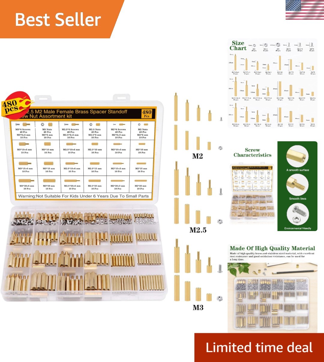 Comprehensive 480-Piece Kit of Standoffs, Screws & Nuts for Computer Builds
