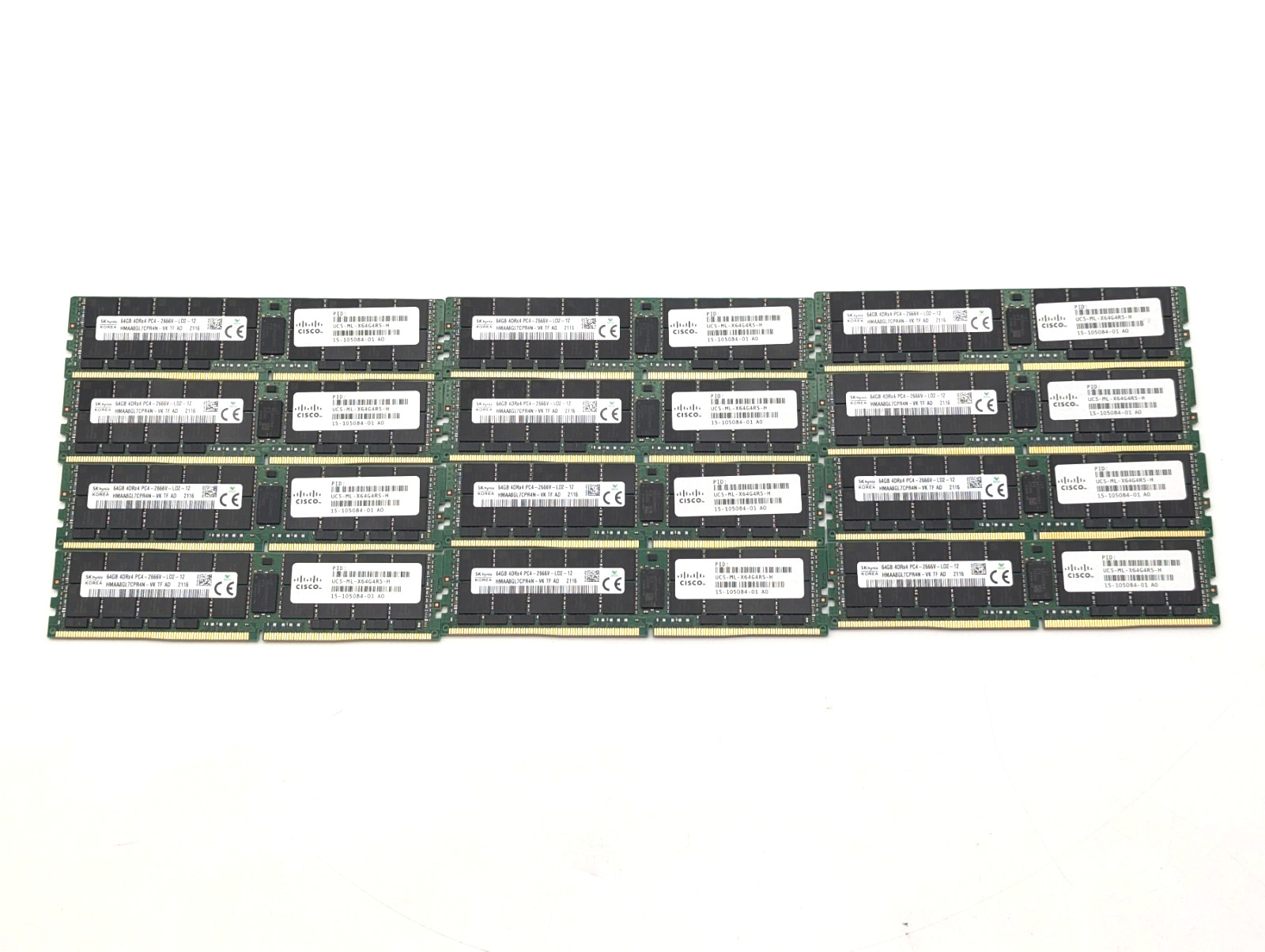 Lot of 12 SK Hynix 64GB PC4-2666V LRDIMM Server Memory RAM HMAA8GL7CPR4N -Tested