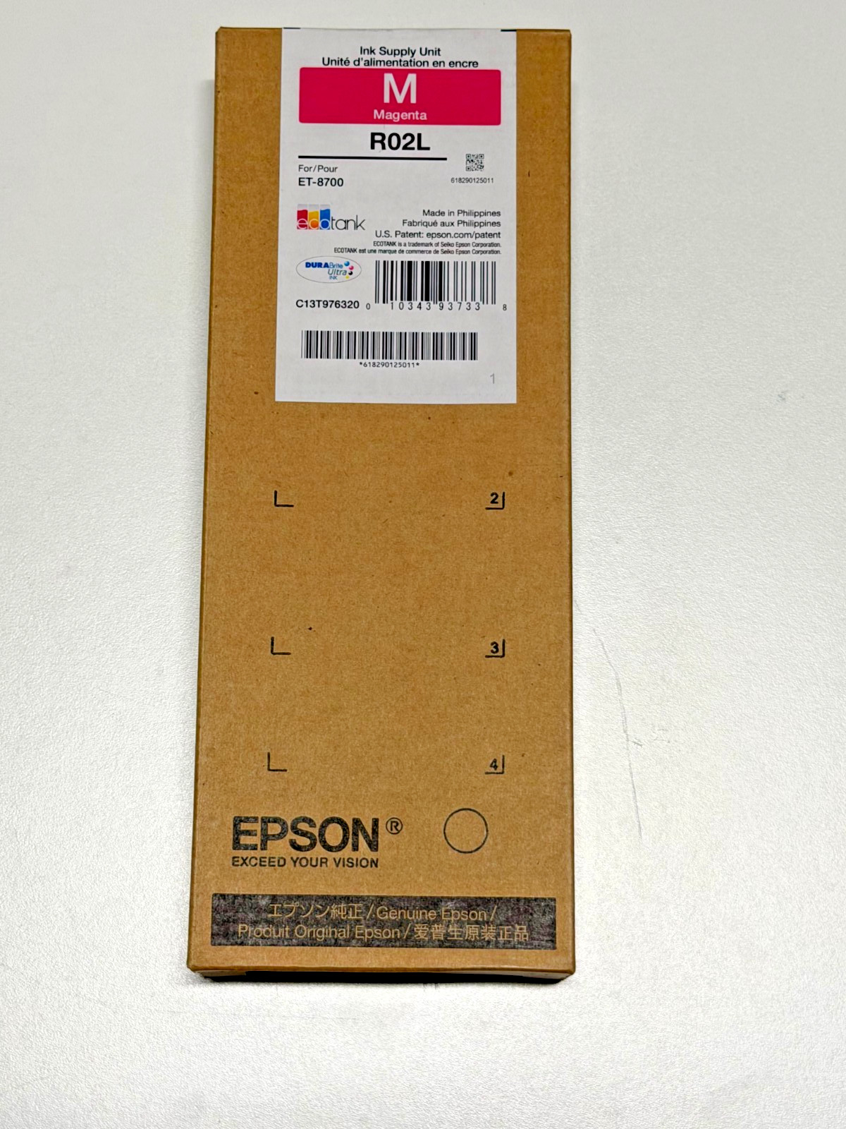 Genuine Epson R02L Magenta Ink Supply Unit C13T976320 ET-8700 New Sealed