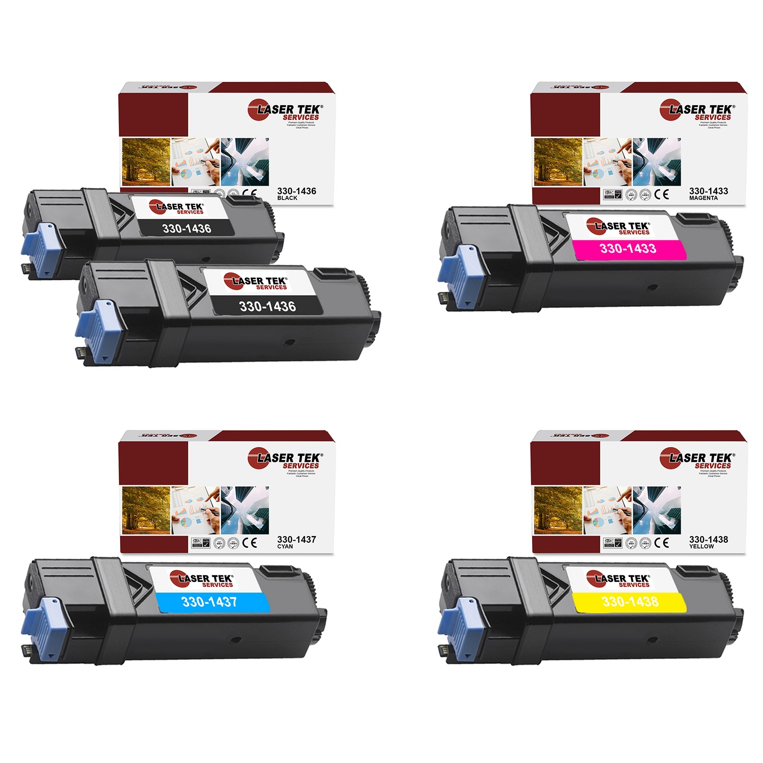5Pk LTS 2130 B C M Y Compatible for Dell 2130CN 2135CN Toner Cartridge