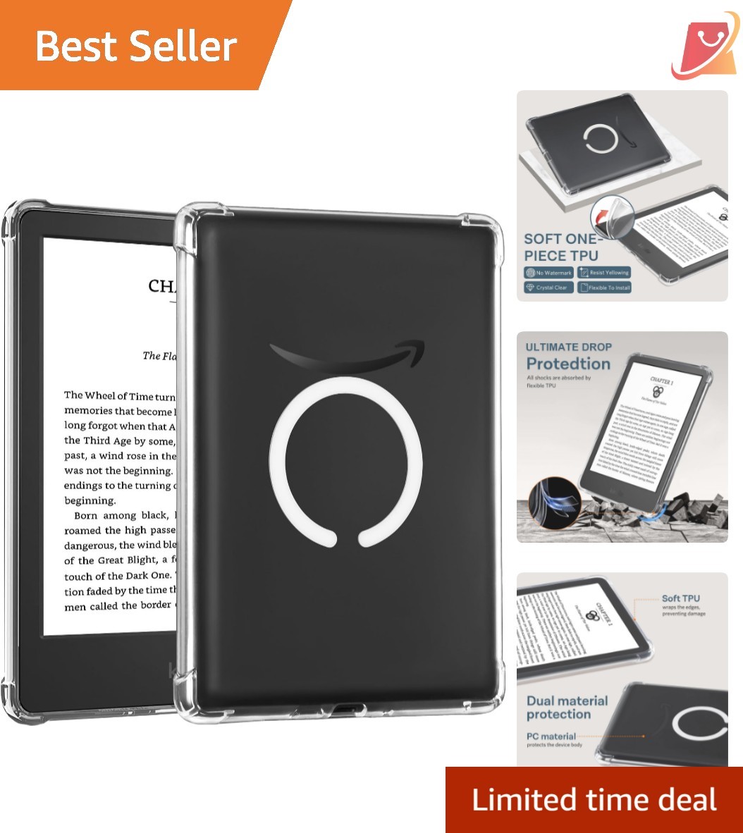 Clear Magnetic Case for 6 Inch Kindle 2024 2022 Slim Protective Stand Compatible