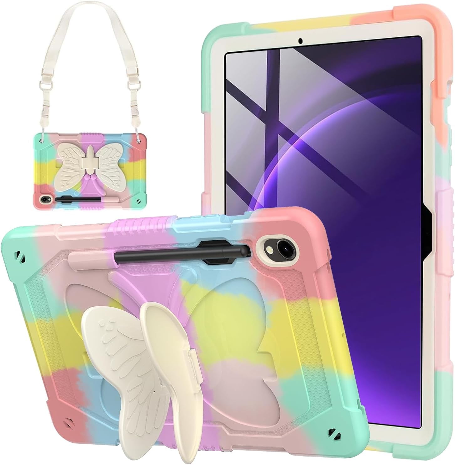 Cute Butterfly Case with Stand for Samsung Galaxy Tab S10 Lite 10.9"/S9 11" Pink