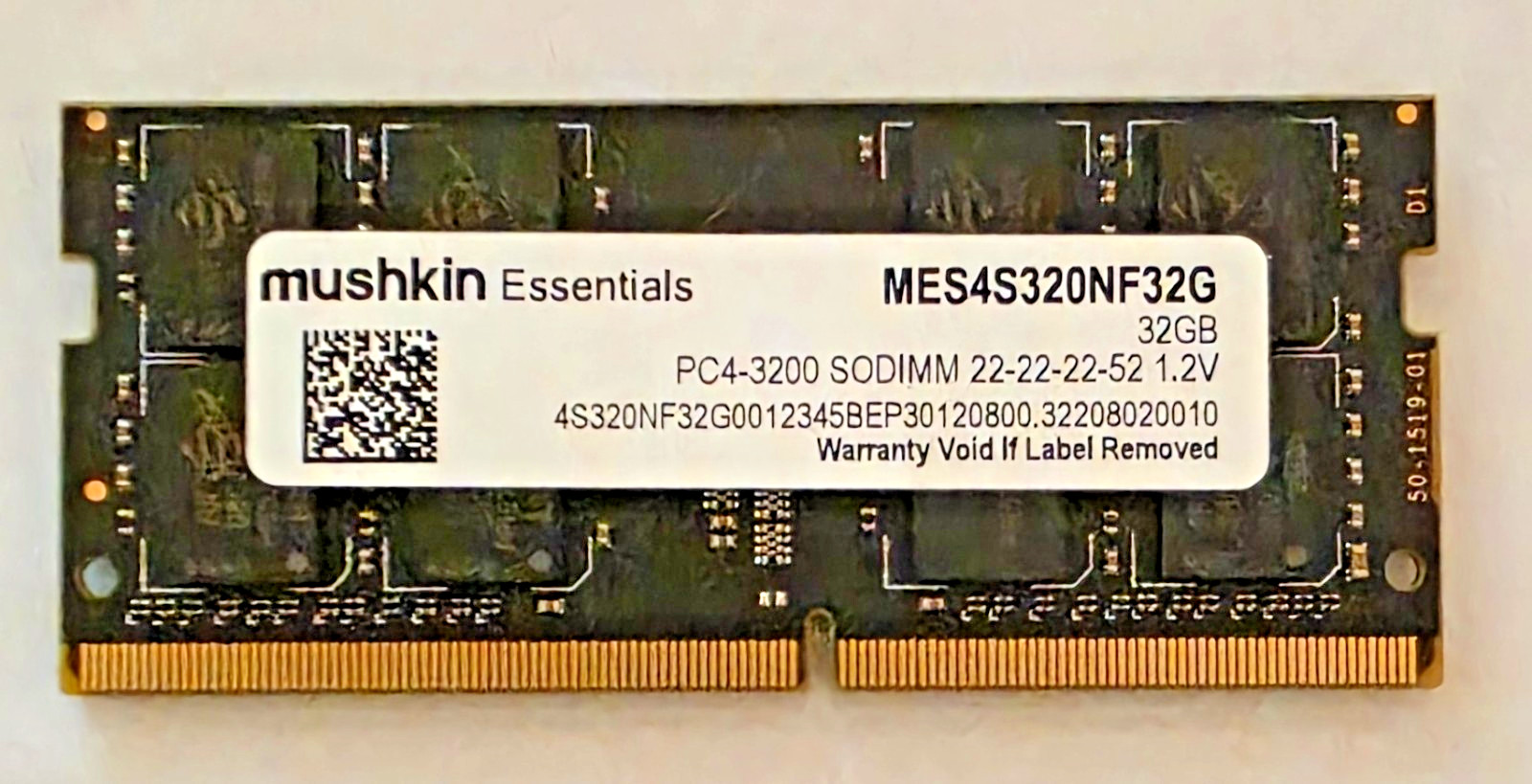 Mushkin Essentials 32GB DDR4-3200 SODIMM Laptop RAM MES4S320NF32G Tested Good