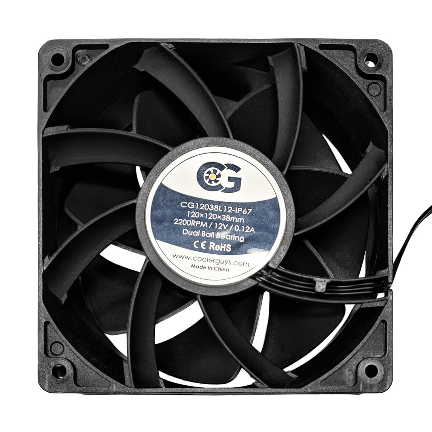 12Vdc Waterproof IP67 Fan (Low Speed, 120X38Mm)