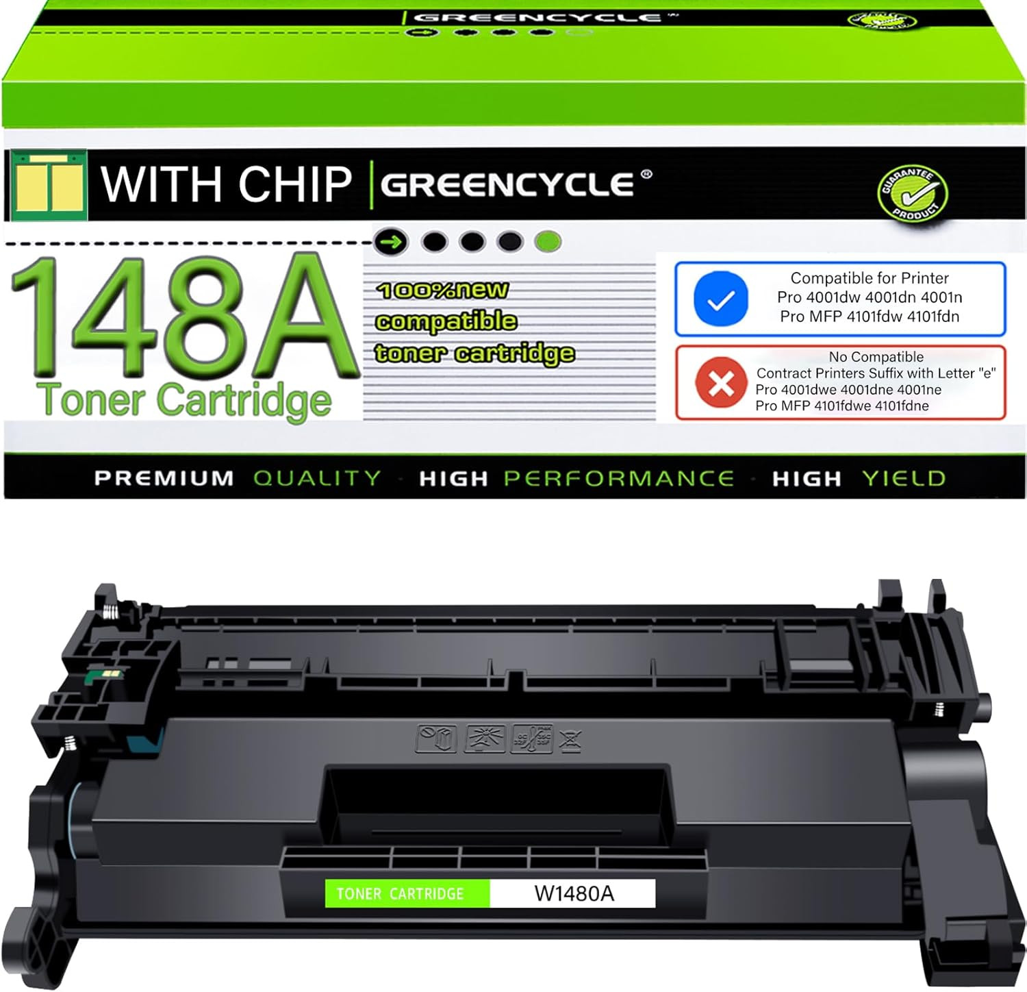 1PK 148A W1480A Toner with Chip for HP LaserJet Pro 4001dw 4001n MFP 4101fdn