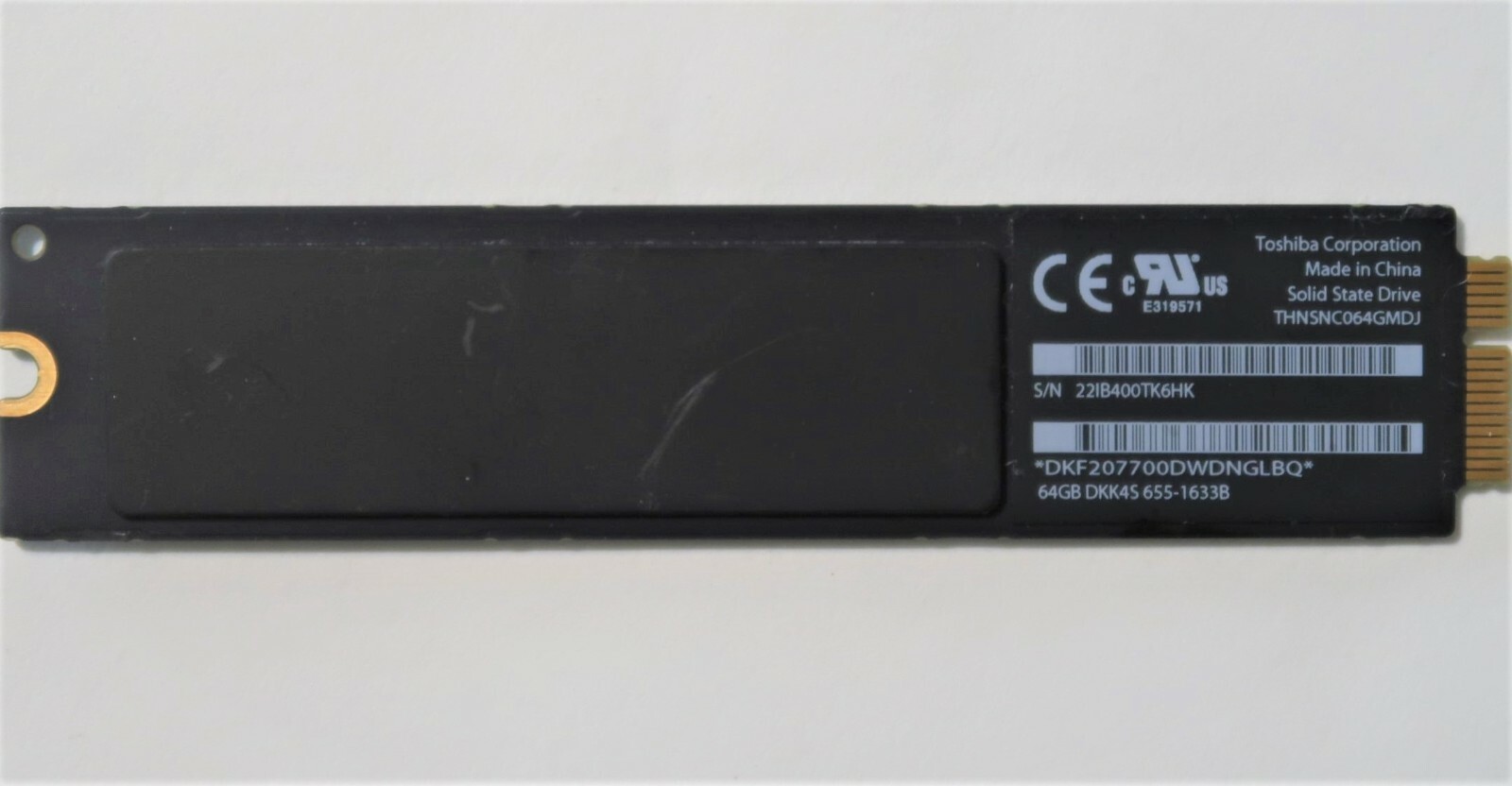 Toshiba THNSNC064GMDJ 64gb SSD Macbook Apple# 655-1633B