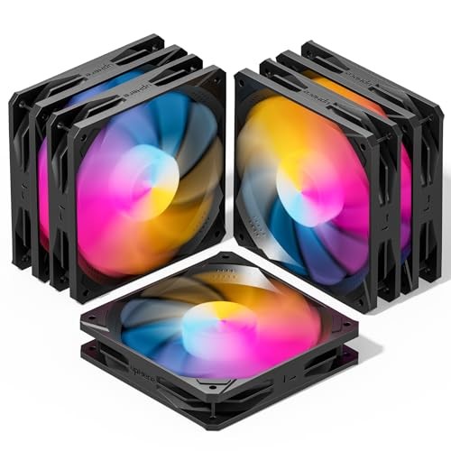 UPHERE 120MM BLACK ARGB COMPUTER CASE FANS 5-PACK HIGH PERFORMANCE COOLING
