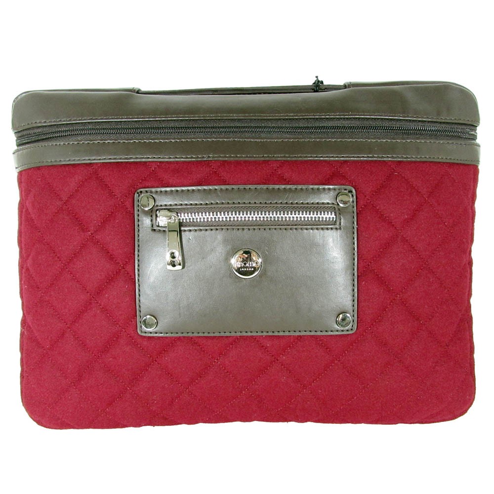 Knomo London Womens Slim Small Quilted Felt 13-14" Laptop Sleeve Bag, Berry