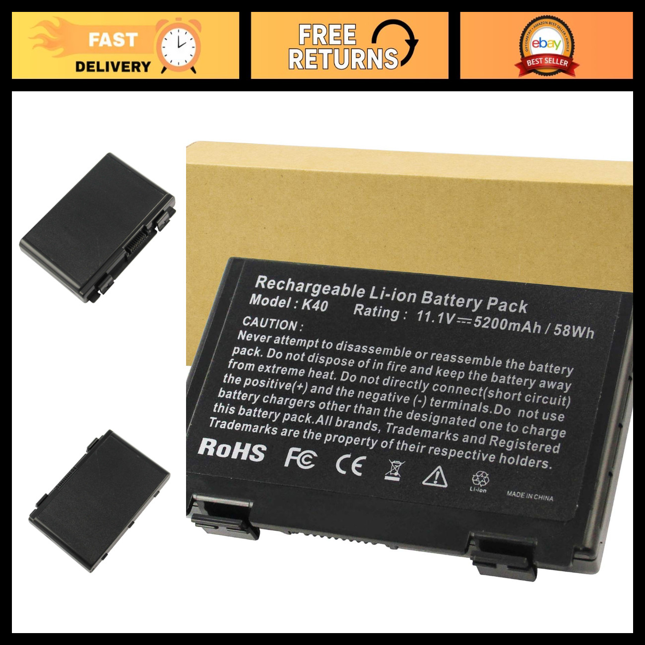 High-Capacity 6 Cell Laptop Battery for ASUS K61IC K60IJ K50IJ A32-F82 A32-F52
