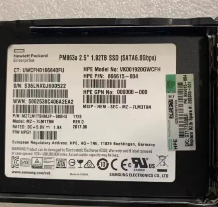 P18426-B21 HPE P18484-001 SATA 1.92TB 6G 2.5" SFF RI G8 G9 Gen10 Server SSD NEW