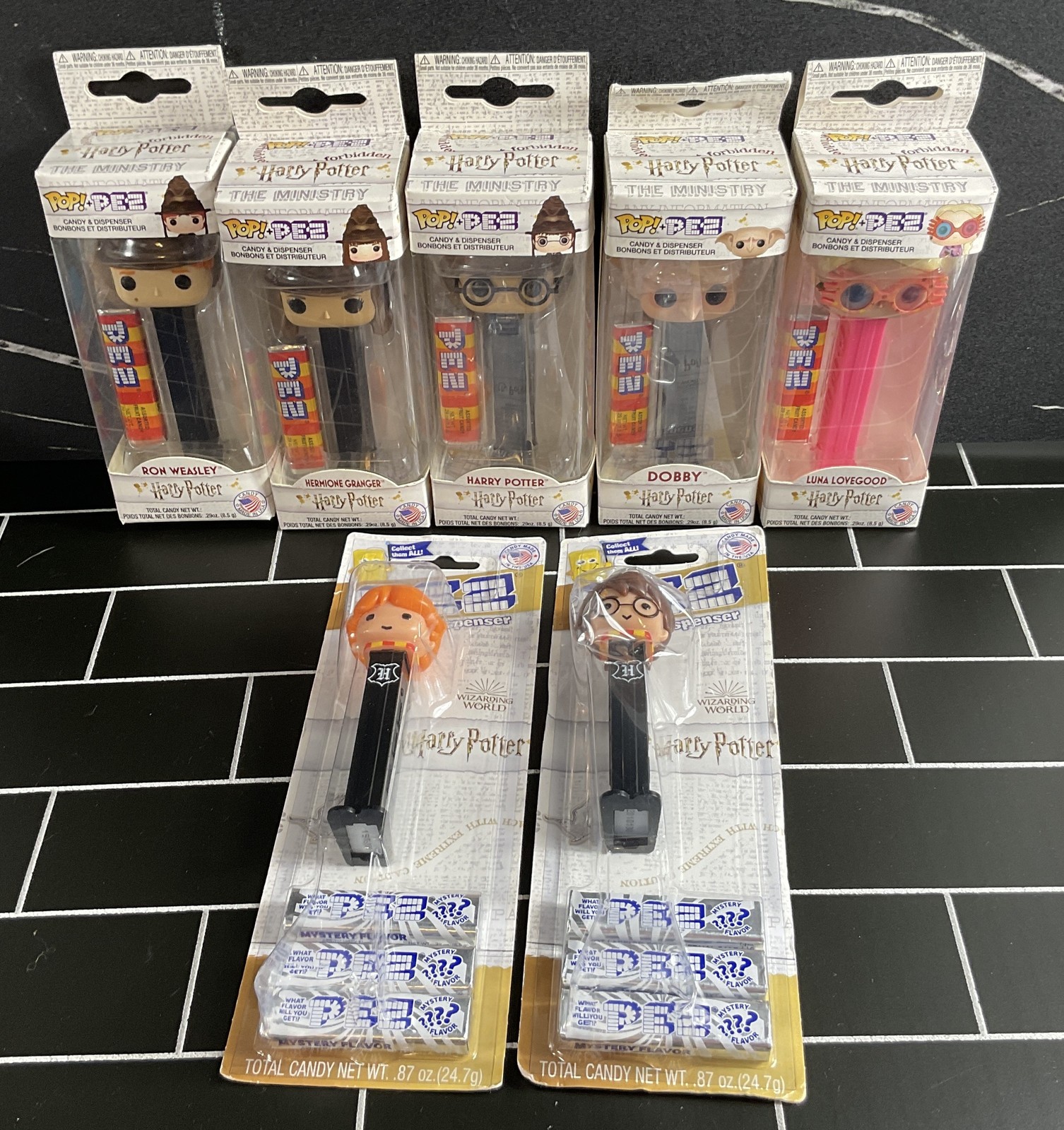 PEZ Harry Potter Candy Dispensers Lot of 7 Ron Hermione Dobby Luna New