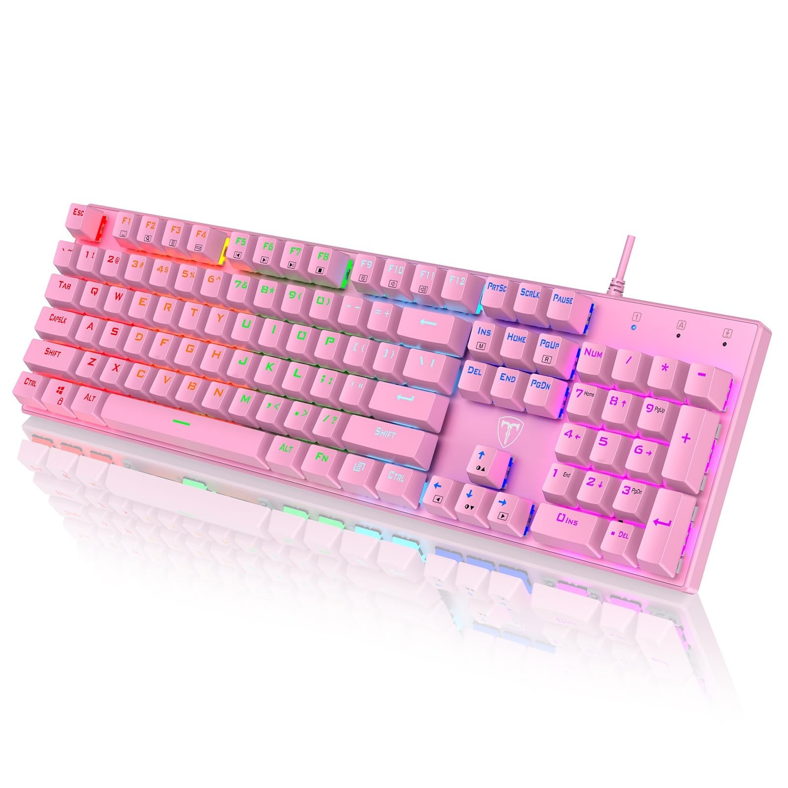 RisoPhy Mechanical Gaming Keyboard, RGB 104 Keys Ultra-Slim Backlit USB Wired...