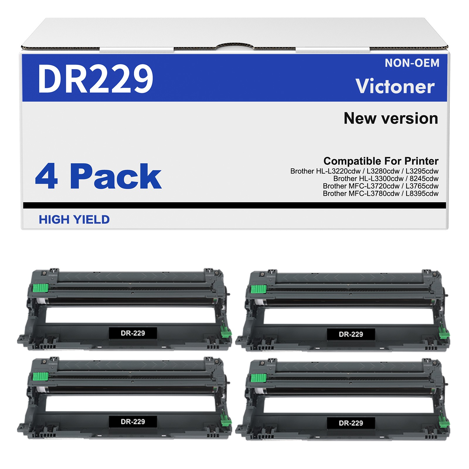 4PK DR229CL Drum Unit Replacement for Brother TN229/TN229XL Series Printers BCYM
