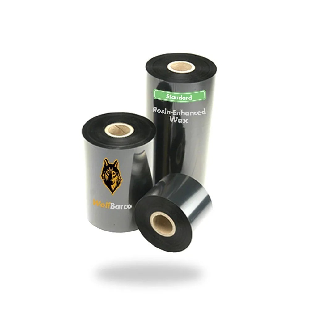 24 Rolls Wolfbarco4.33" x 1476' (110mm x 450m) BlackStandardWaxThermal #3555V R2