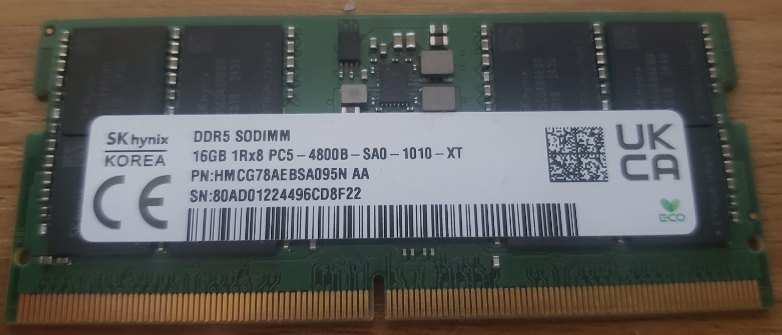 16GB SK Hynix (HMCG78AEBSA095N) 1Rx8 PC5-4800B DDR5 4800MHz SODIMM Laptop Memory