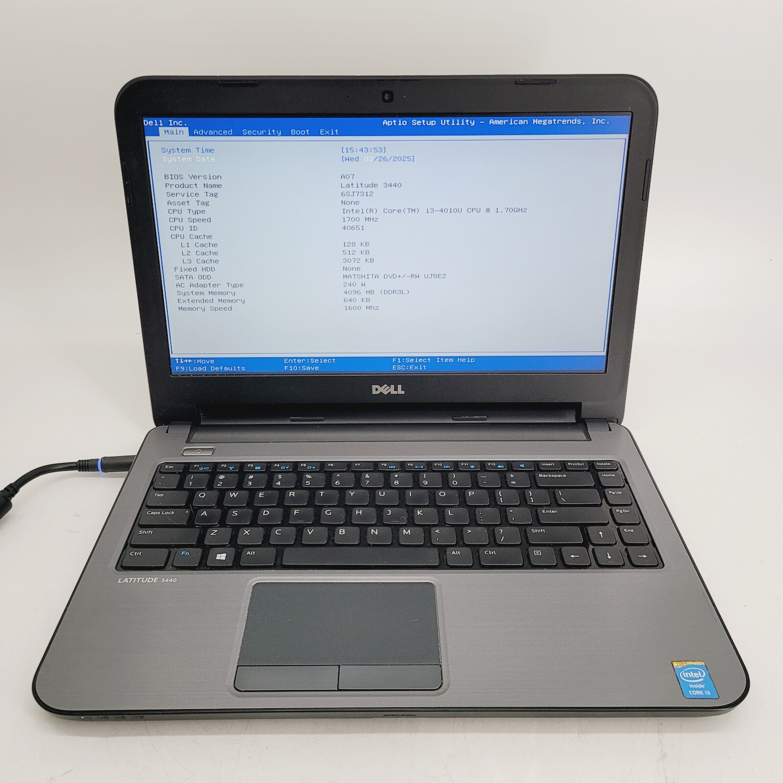 Dell Latitude 3440 Core i3-4010U 1.7GHz 4GB RAM No HDD  14" - ***Boot to Bios