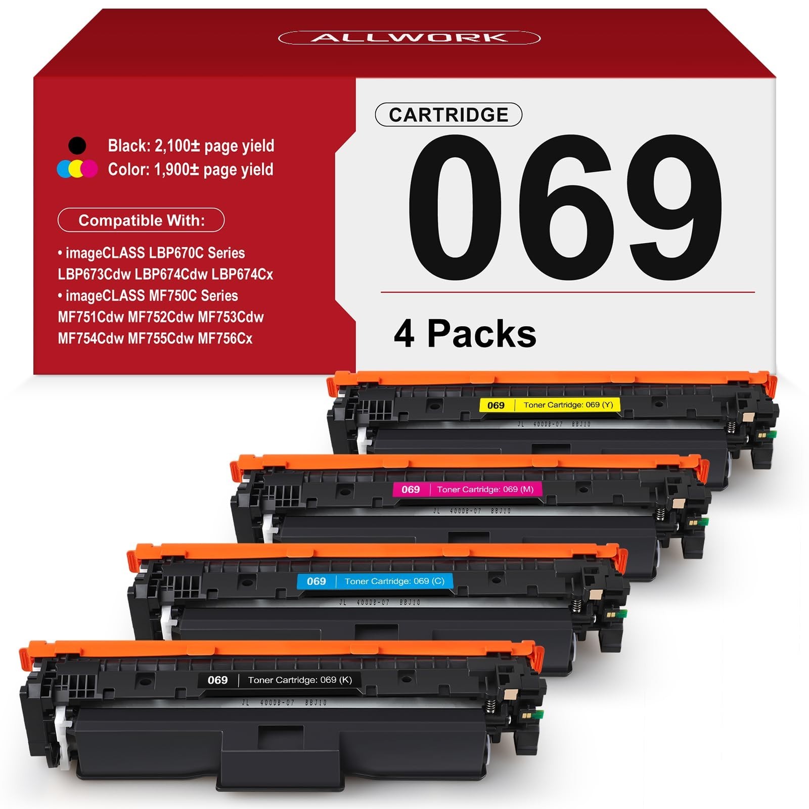069H 069 High Capacity Toner Cartridge 4-Pack (with Chip) Compatible Replacmnt
