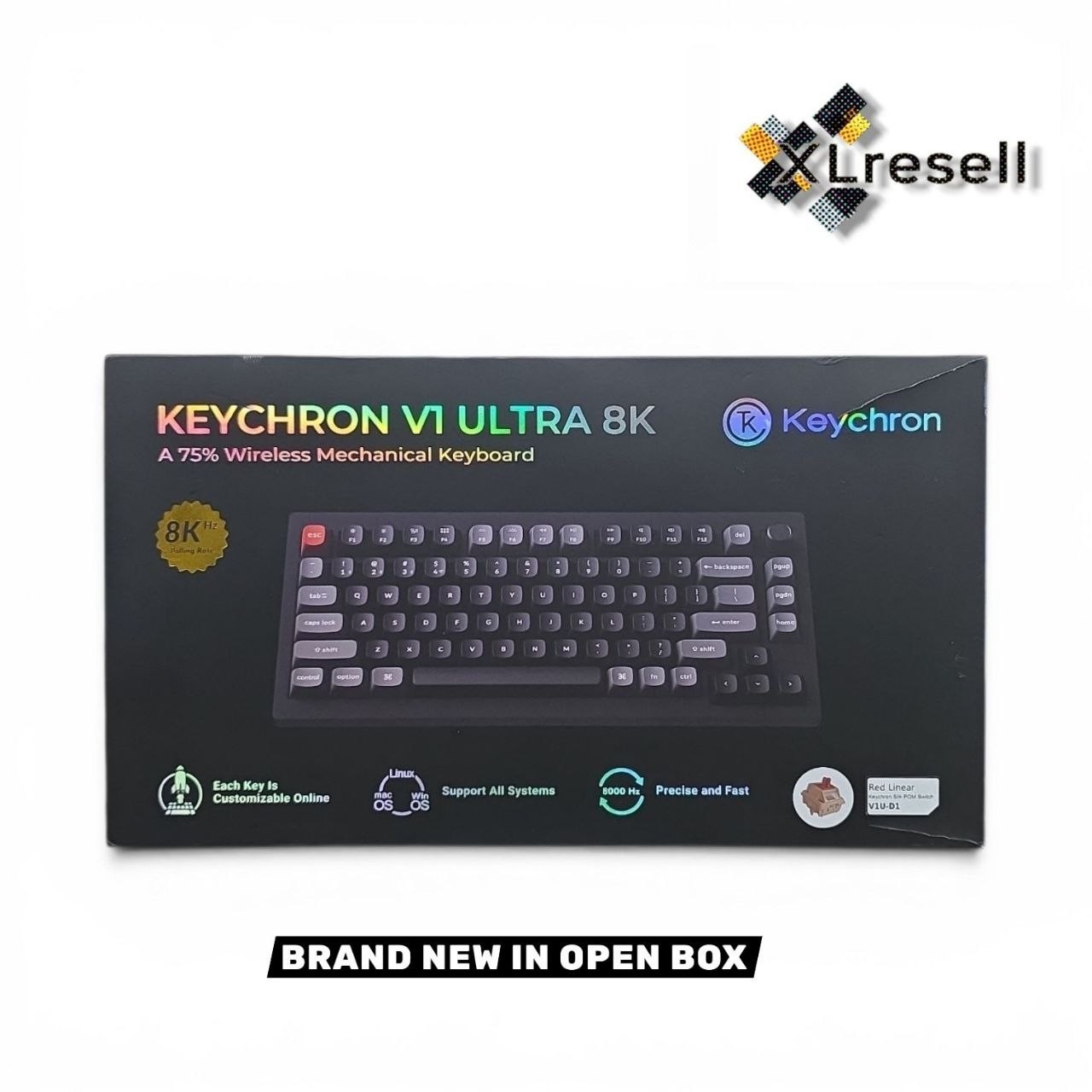 Keychron V1 Ultra 8K Wireless Mechanical Keyboard RGB Backlit Black Red Linear