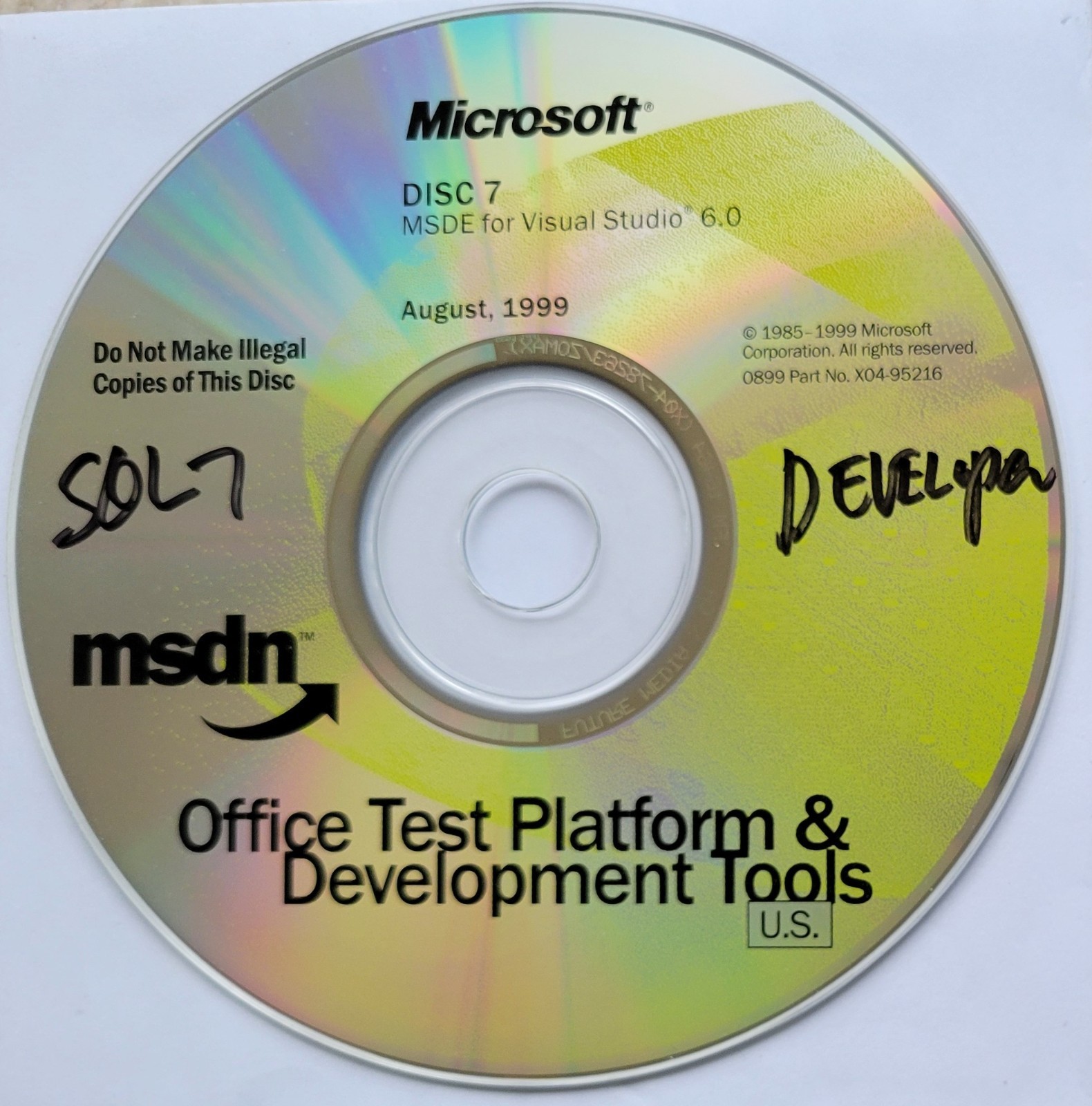 Vintage - Microsoft MSDE for Visual Studio 6.0 August, 1999