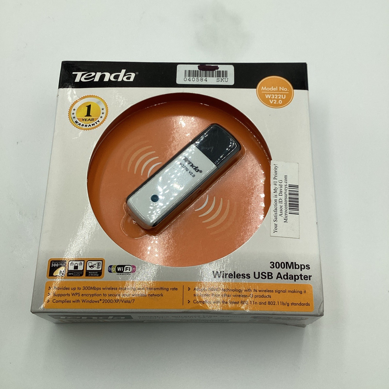 Tenda W322u V2.0 Wireless N300 300mbps Usb 2.0