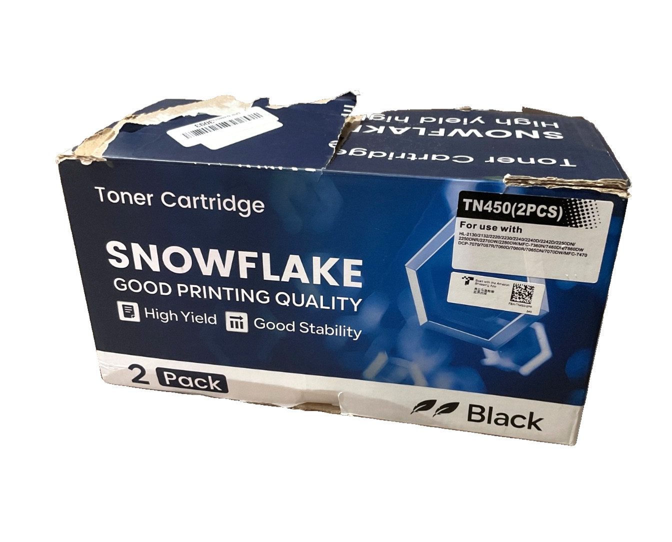 2 Pack Snowflake TN450 High Yield Laser Toner Cartridge for Brother (Black)