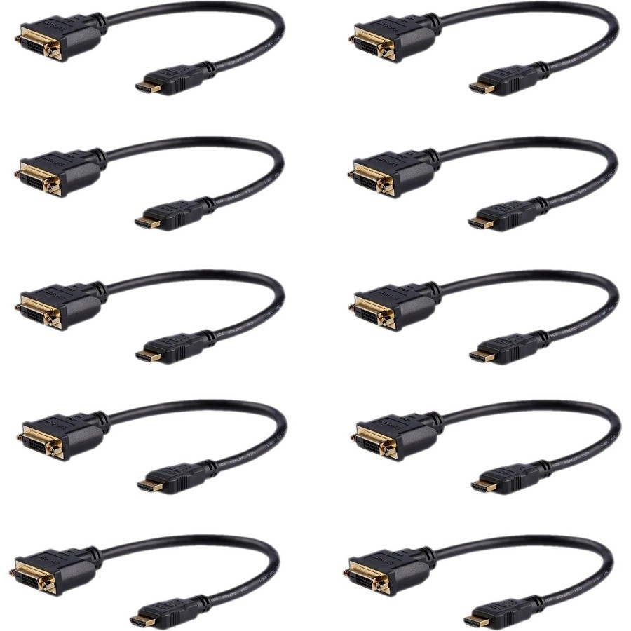 StarTech 8" HDMI to DVI Adapter Black 10 Pack HDDVIMF8IN10PK