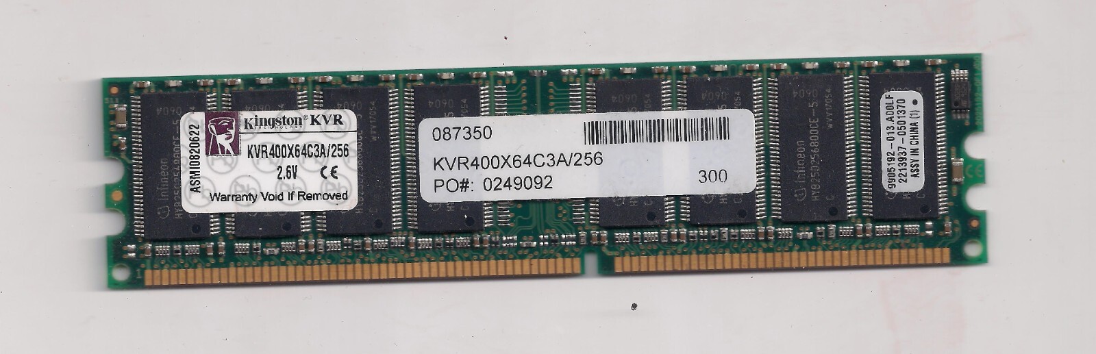 Kingston 256 MB DIMM 400 MHz DDR Memory (KVR400X64C3A/256)