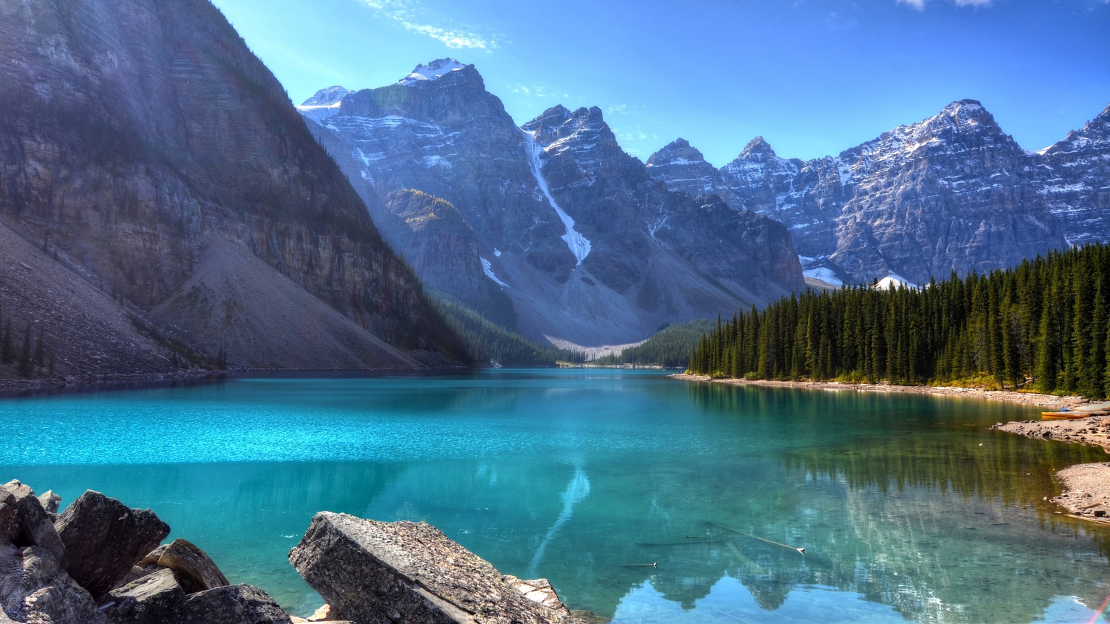 Landscape lake nature mountains banff national park Custom Gaming Mat Desk