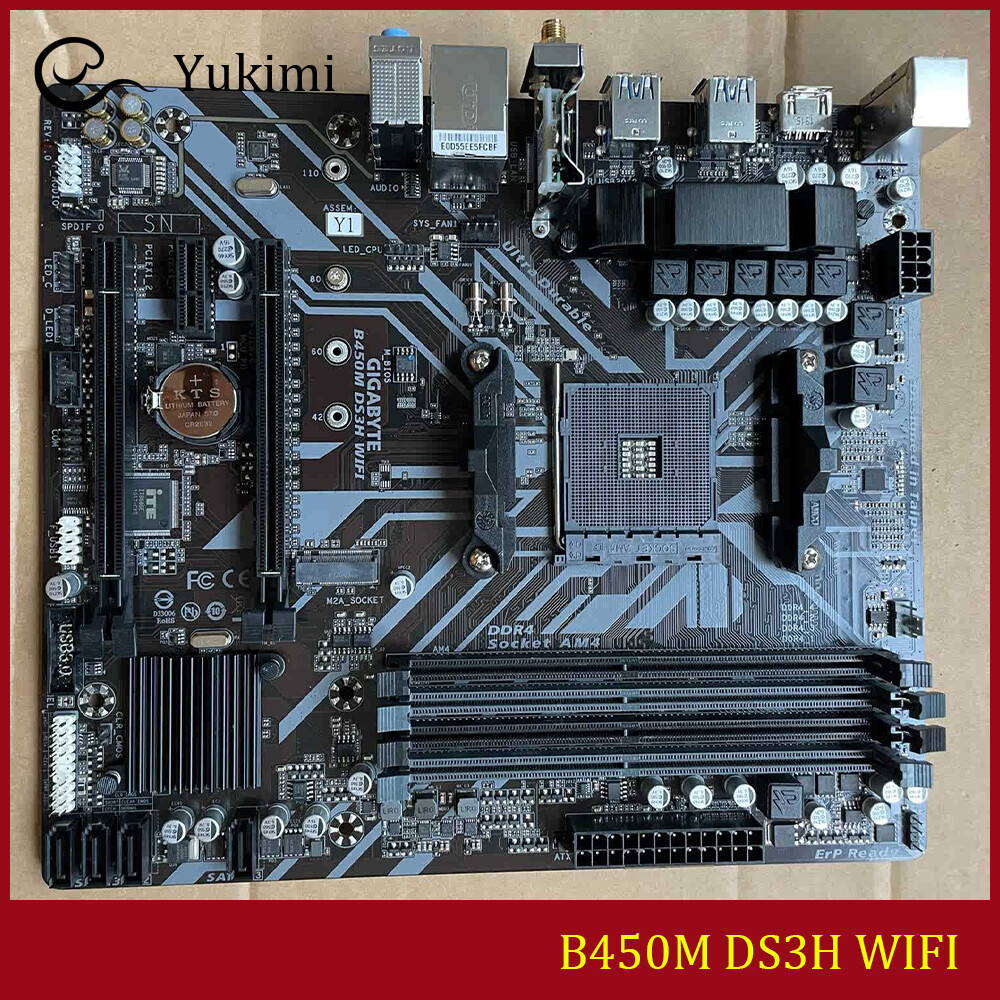FOR GIGABYTE B450M DS3H WIFI DDR4*4 64GB HDMI DVI-D DDR4 Motherboard Test OK