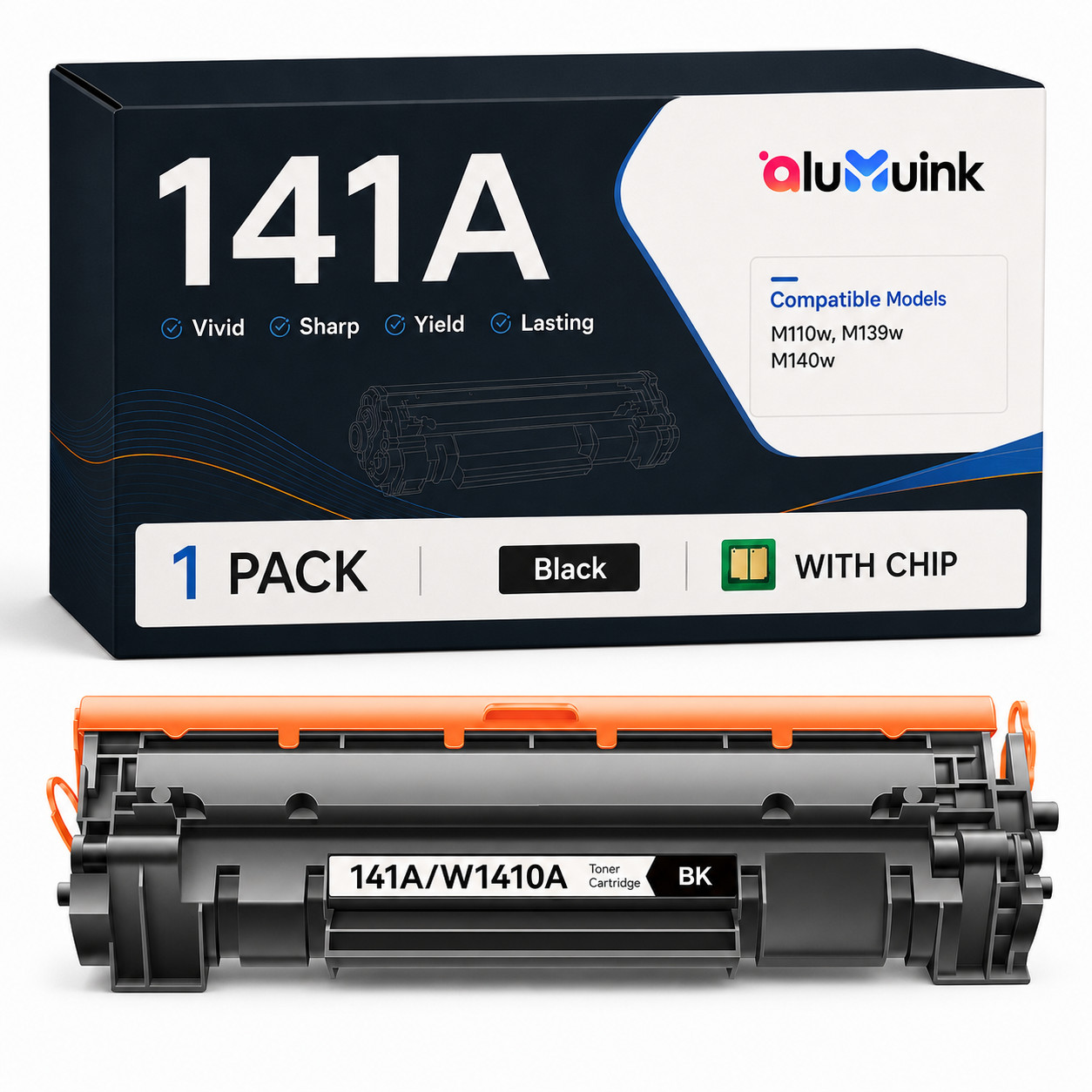 141A Toner Cartridge Black 1-Pack with Chip High Yield for 141A 141X W1410A