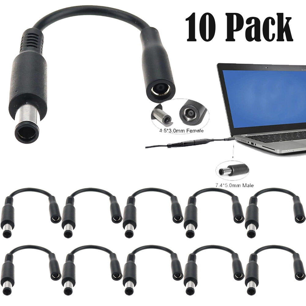 4.5mm To 7.4mm 10Pcs DC Power Charger Adapter Charging Converter Cable For Dell