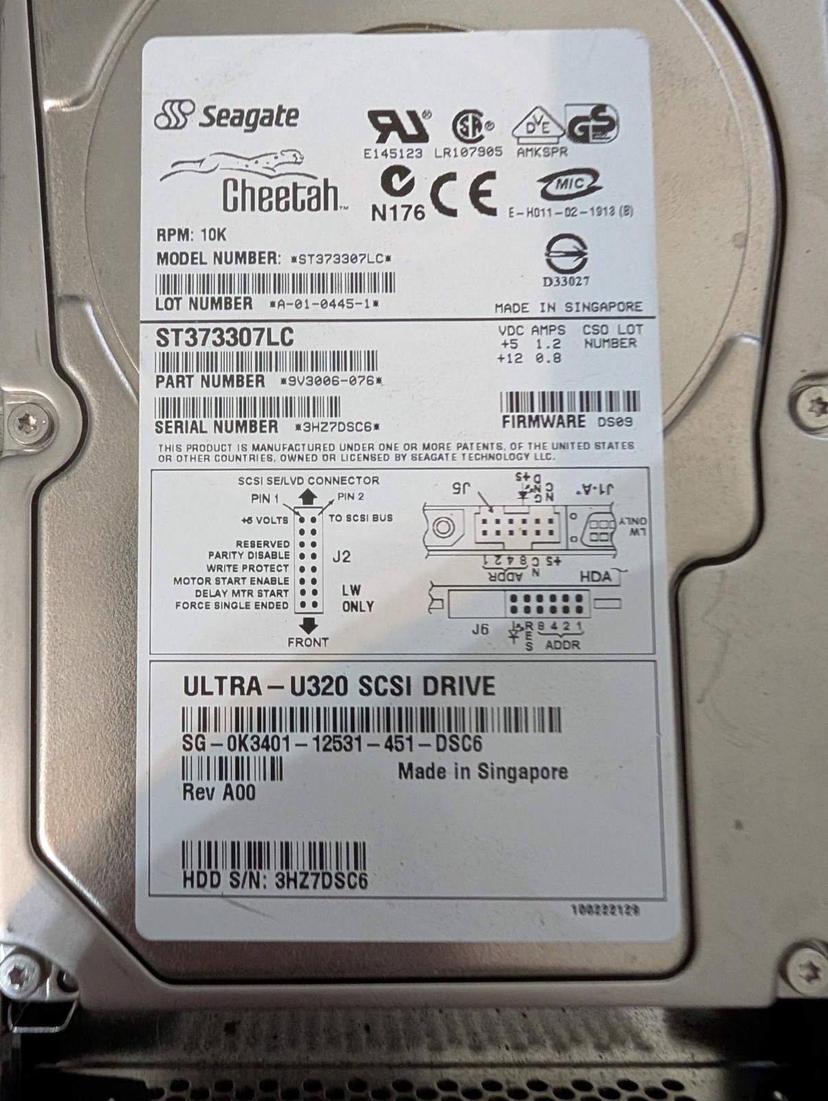 seagate cheetah Model ST373307LC
