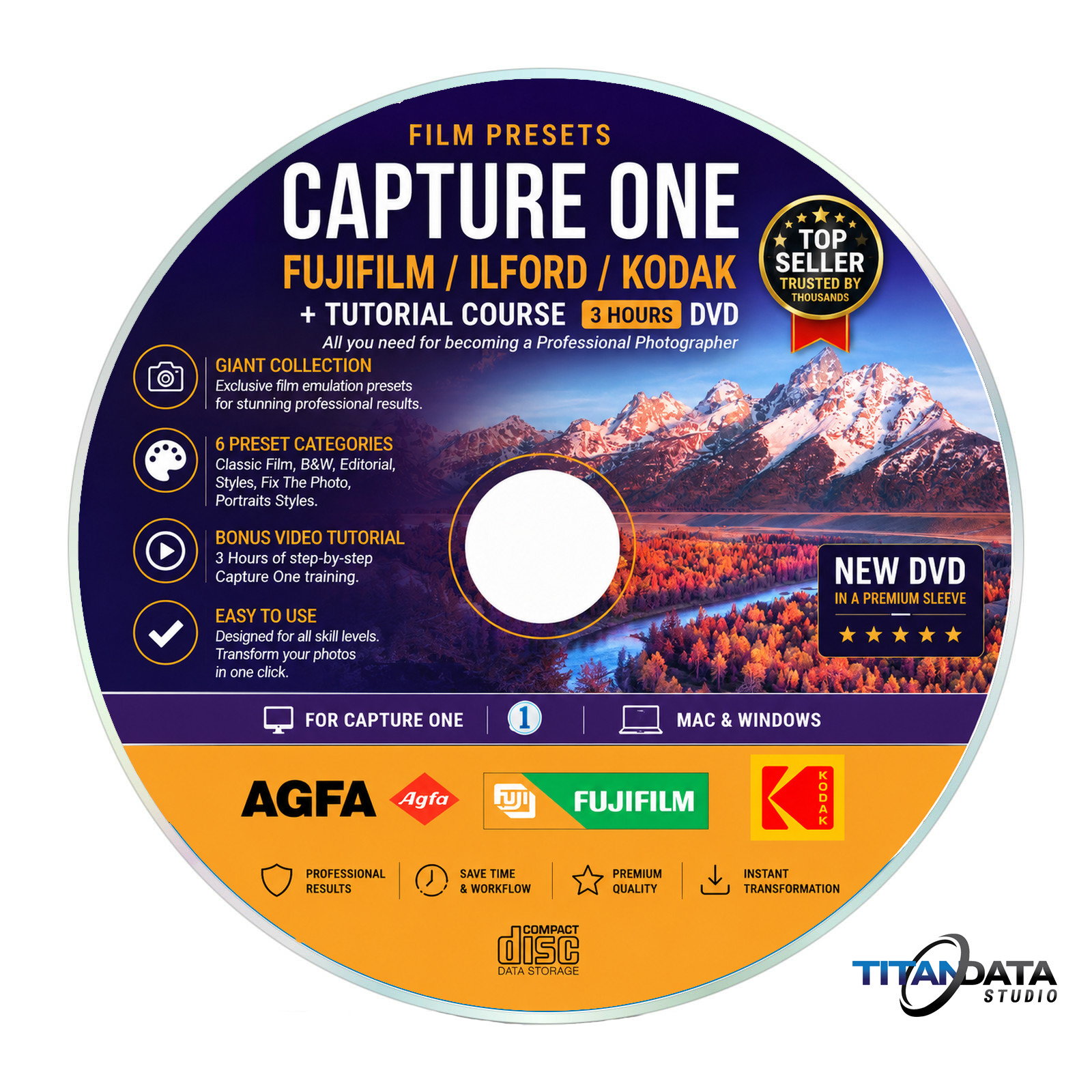 FILM PRESETS - Capture One - FUJIFILM/ILFORD/KODAK + TUTORIAL COURSE 3 hours DVD